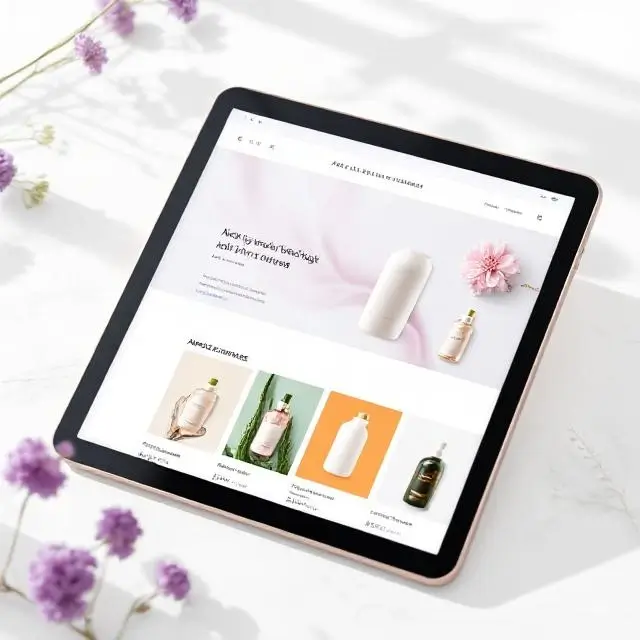 A beautiful shot of the Aura Wellness e-commerce website on a tablet, showcasing product pages.