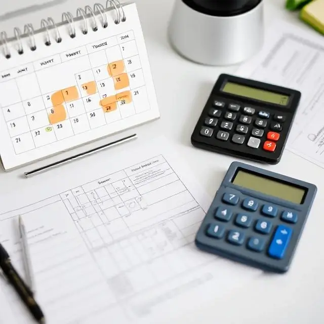 A clean desk with a calendar, symbolizing planning.