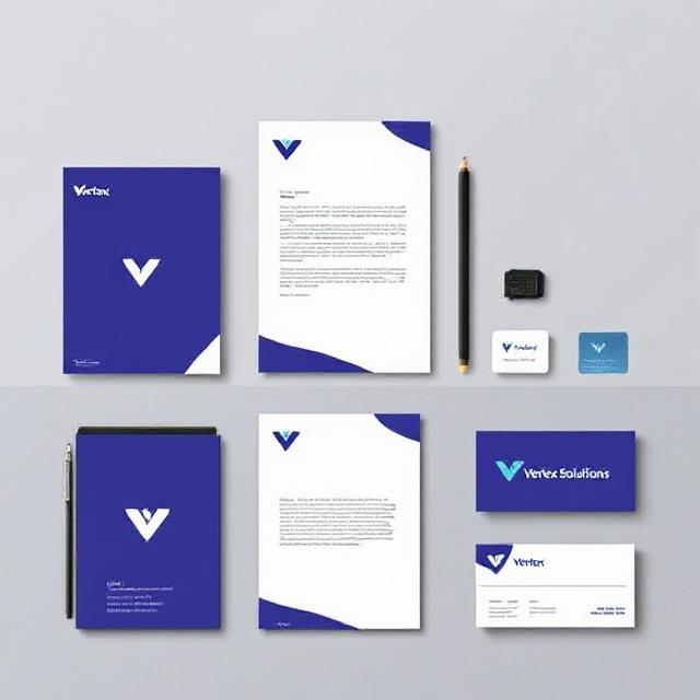Stationery and brand assets for Vertex Solutions