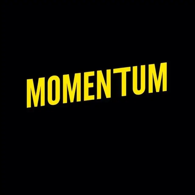 Bold typography for a fintech app called 'Momentum'.