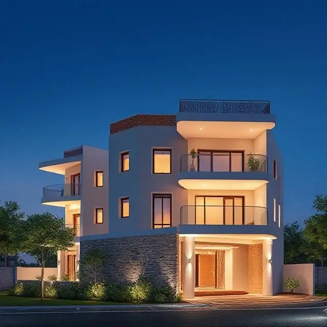 Architectural visualization for 'Helios Properties'.